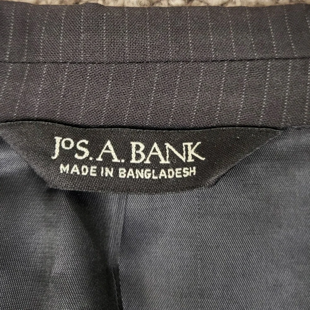 JOS A BANK Mens 46L Charcoal Pinstripe Wool Suit Jacket Blazer